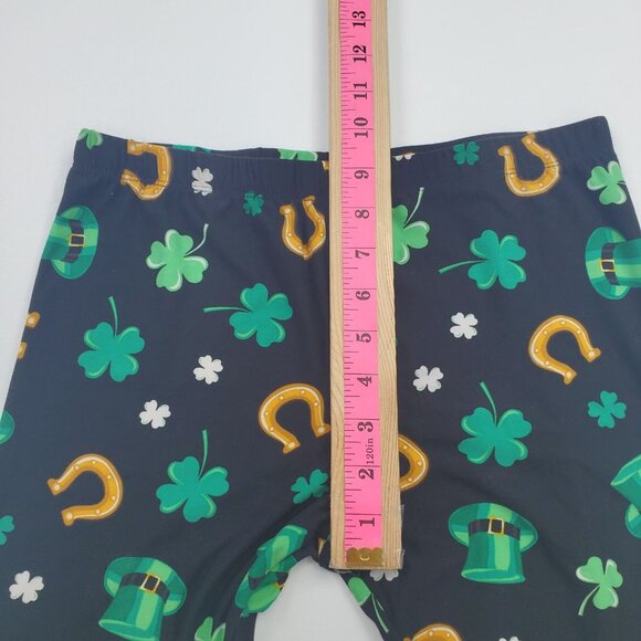 Womens M Shamrock Print Leggings St Patricks Day Clover Horseshoe Lucky Pants - Picture 10 of 12
